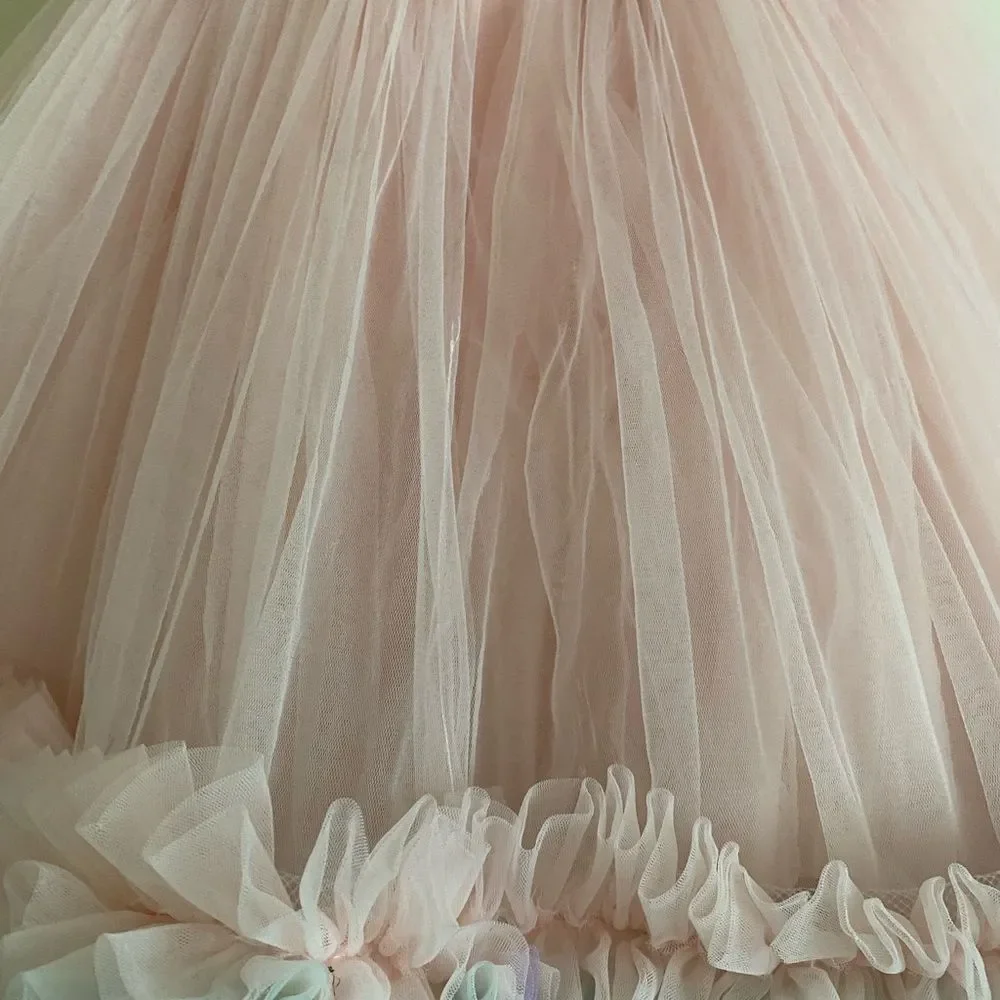 Elegant Pink and White Kids Toddler Formal Dress